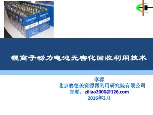废旧锂离子动力电池无害化回收利用技术-赛德美李荐-