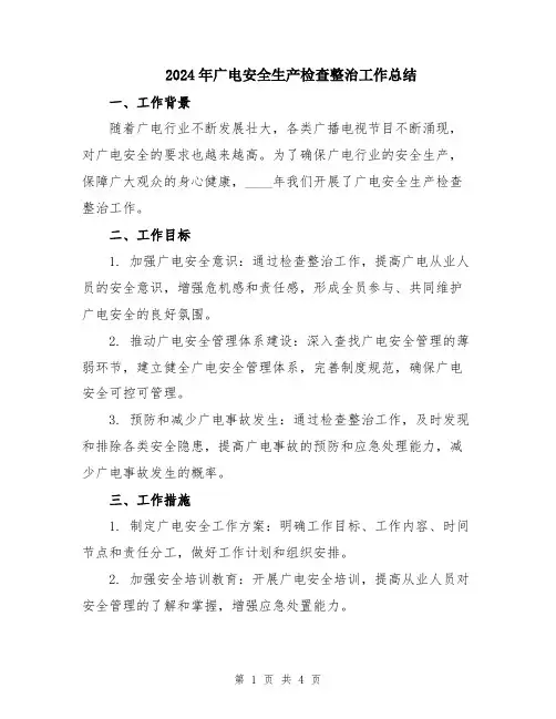 2024年广电安全生产检查整治工作总结