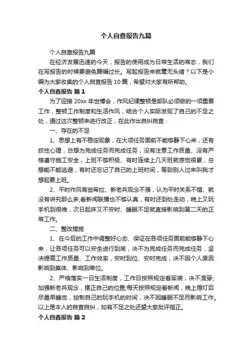 个人自查报告九篇