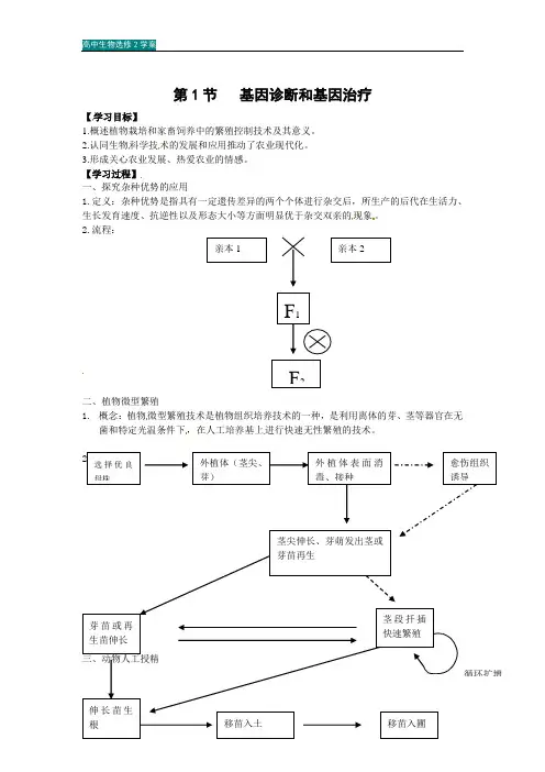 高中生物选修2学案 第2章 生物科学与农业