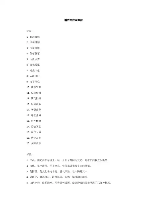 好词好段20字摘抄大全