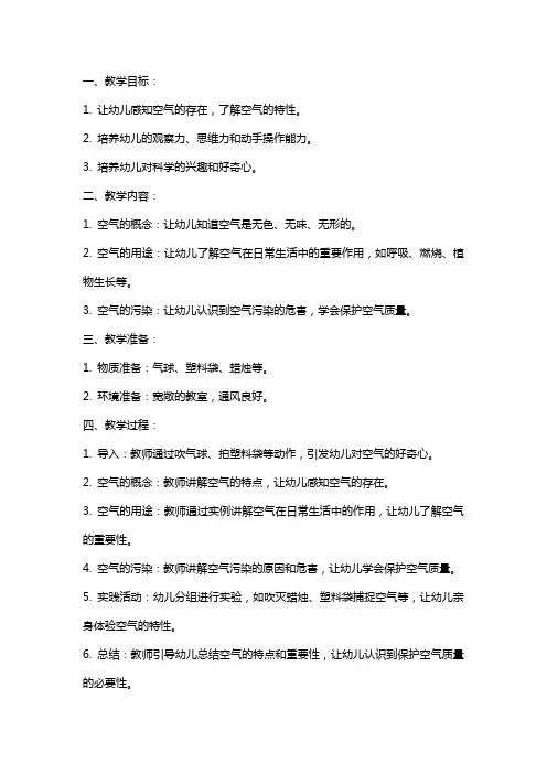 大班科学公开课教案《空气》含反思
