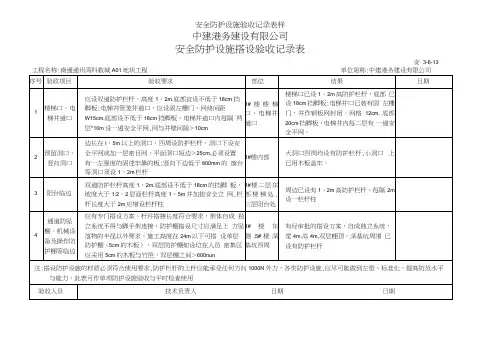 安全防护设施验收记录表样