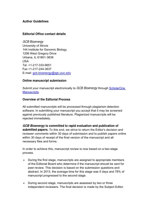 GBC Bioenergy投稿指南 (GCB Bioenergy Author Guidelines)