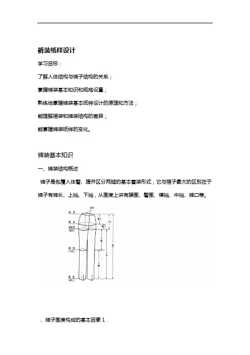 裤装纸样设计讲解
