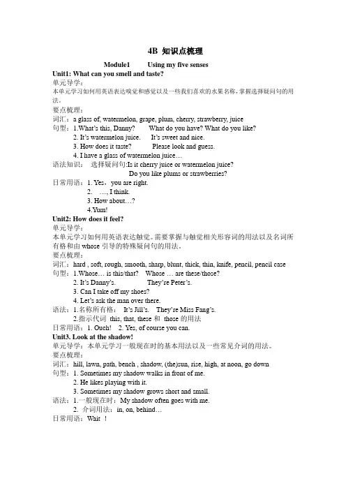 上海最新牛津英语4B知识点梳理