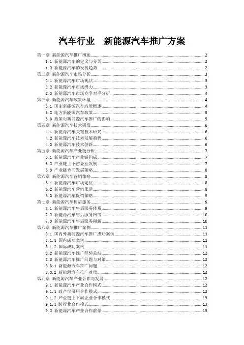 汽车行业  新能源汽车推广方案