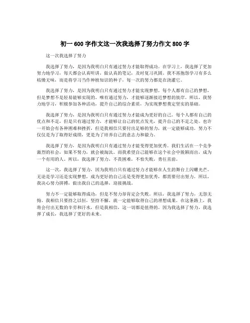 初一600字作文这一次我选择了努力作文800字