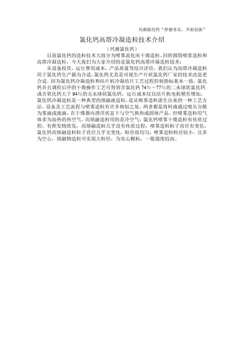 氯化钙高塔冷凝造粒技术介绍