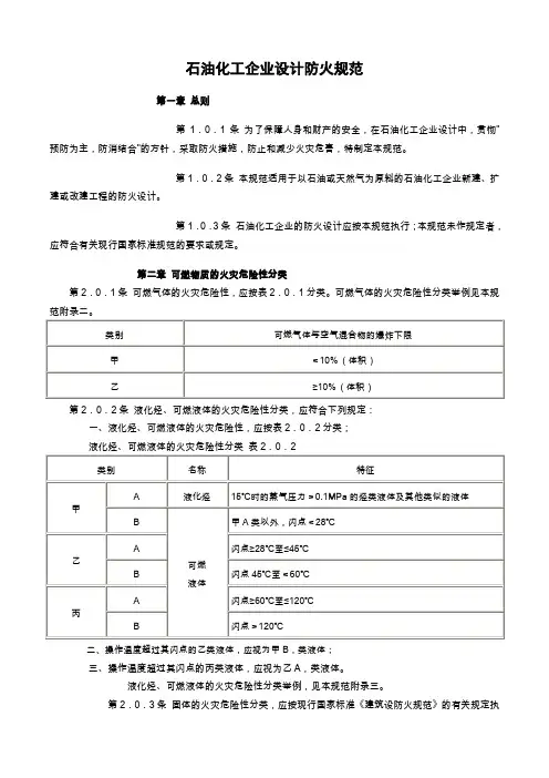 石油化工企业设计防火规范