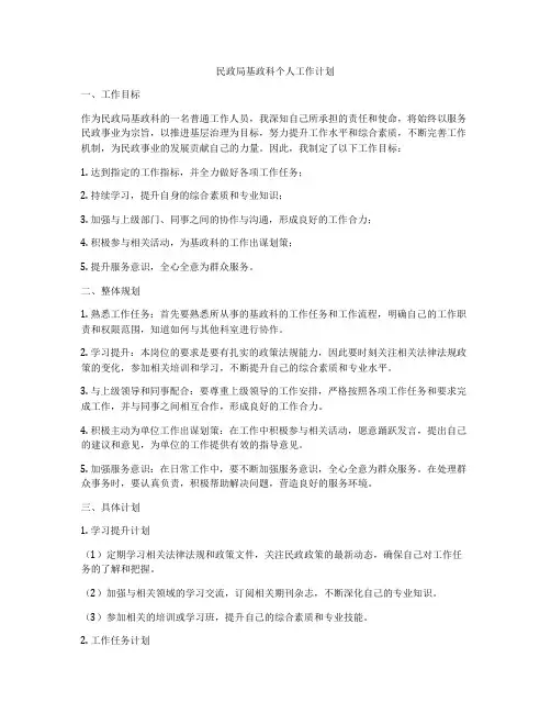 民政局基政科个人工作计划