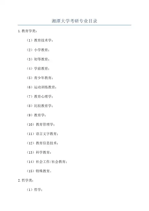 湘潭大学考研专业目录