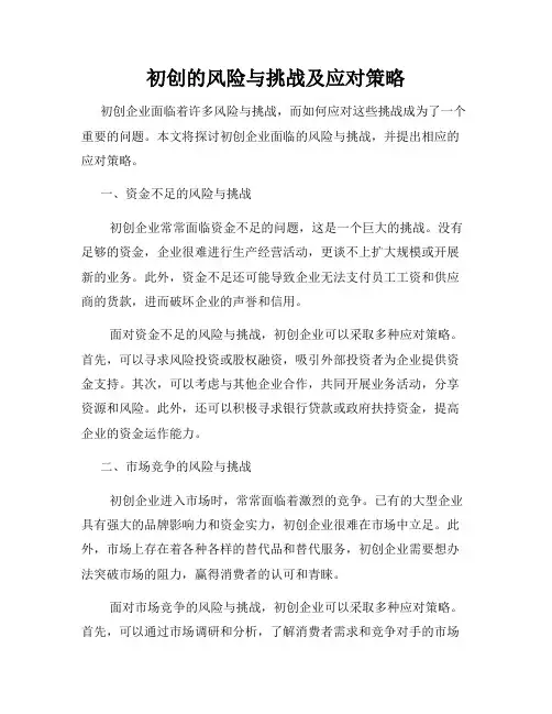 初创的风险与挑战及应对策略