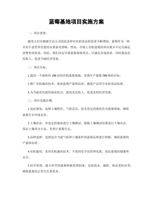 蓝莓基地项目实施方案