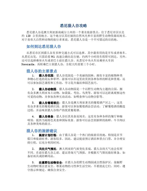 悉尼猎人谷攻略