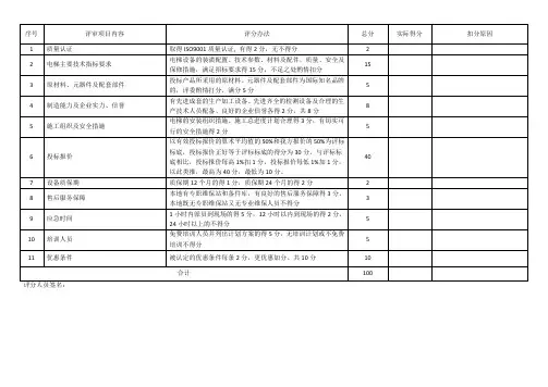 电梯招标评分细则