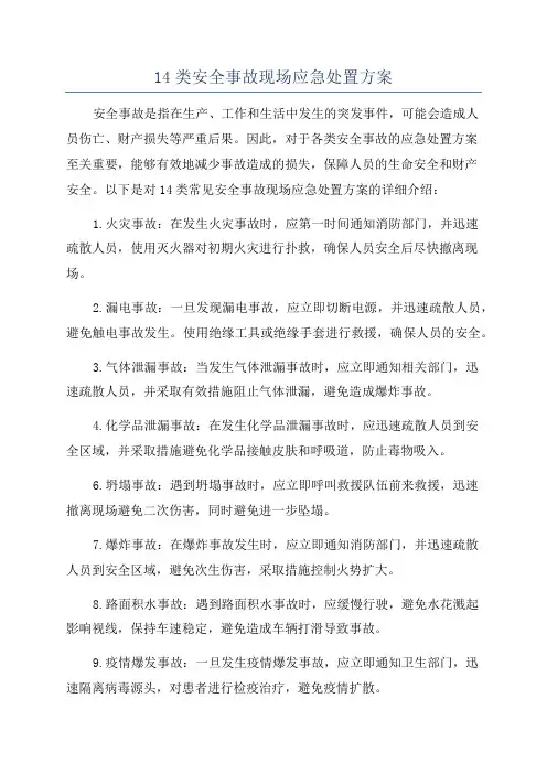 14类安全事故现场应急处置方案