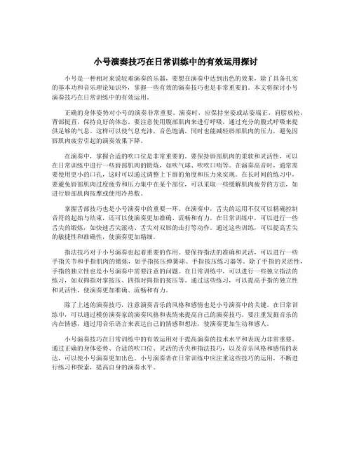 小号演奏技巧在日常训练中的有效运用探讨