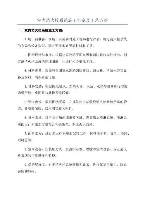 室内消火栓系统施工方案及工艺方法