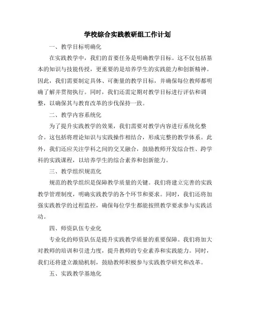 学校综合实践教研组工作计划