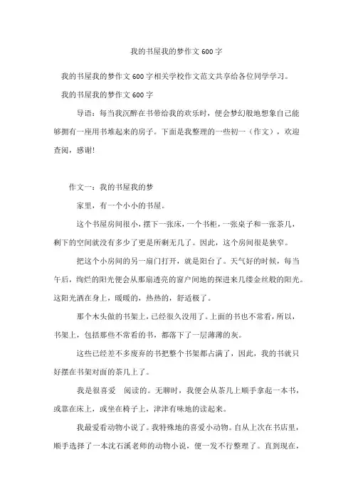我的书屋我的梦精选作文600字