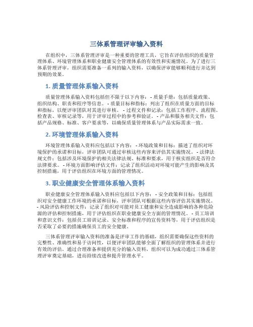 三体系管理评审输入资料