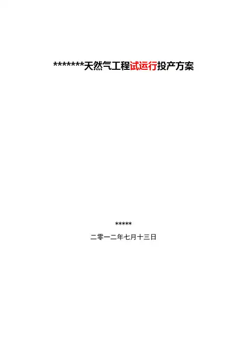 天然气工程试运行投产方案