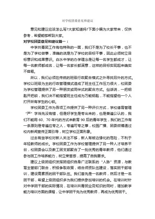 对学校团委意见和建议_意见_