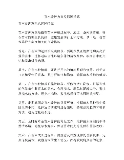 苗木养护方案及保障措施