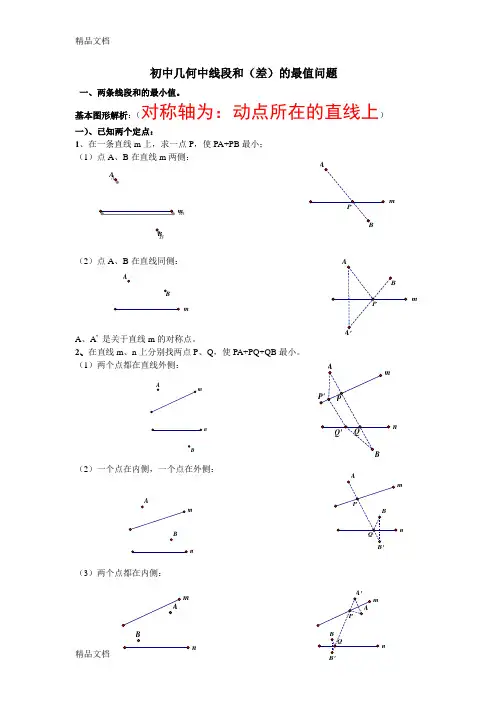 最新初中几何中线段和差的最大值与最小值典型分析(最全)