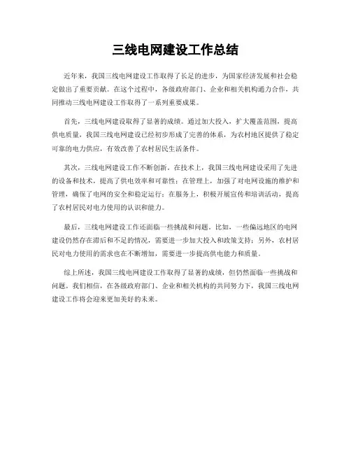 三线电网建设工作总结