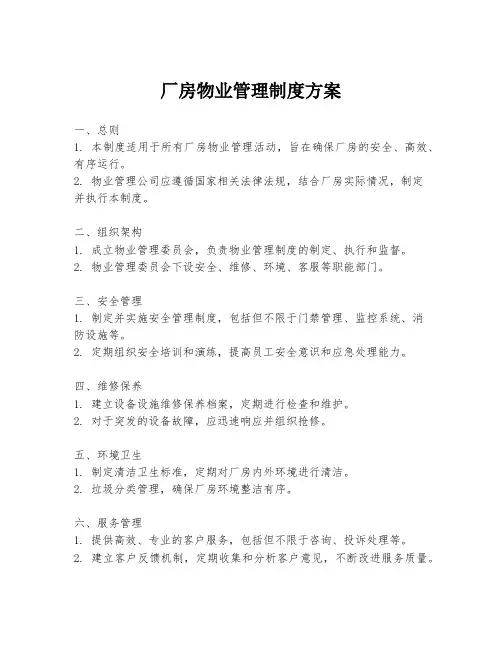 厂房物业管理制度方案