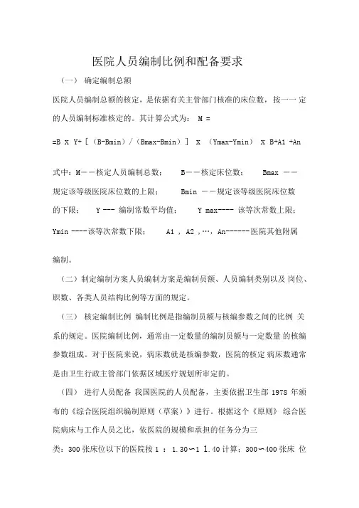 医院人员编制比例和配备要求