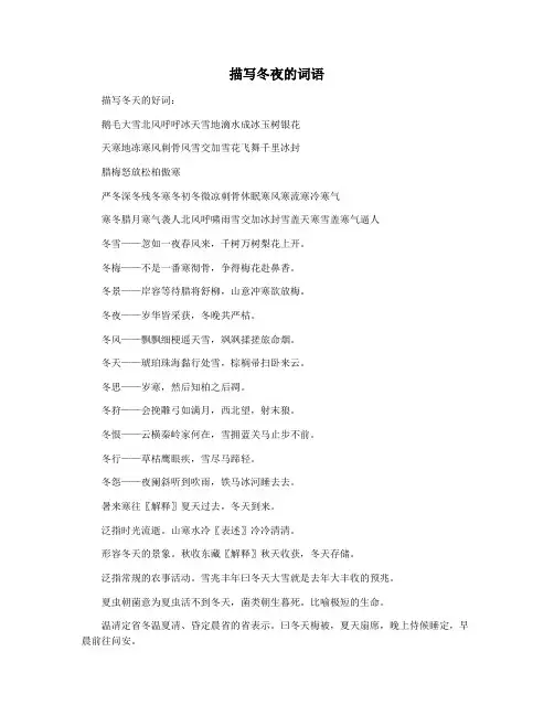 描写冬夜的词语