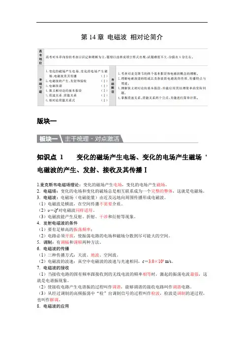 高中物理：第14章电磁波相对论简介