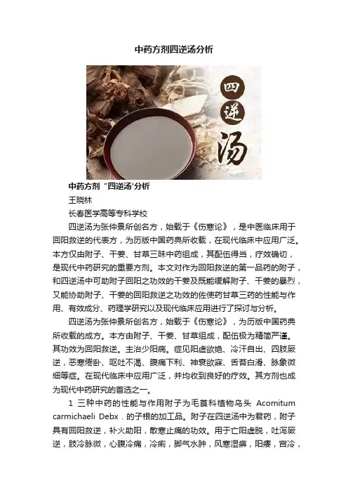 中药方剂四逆汤分析