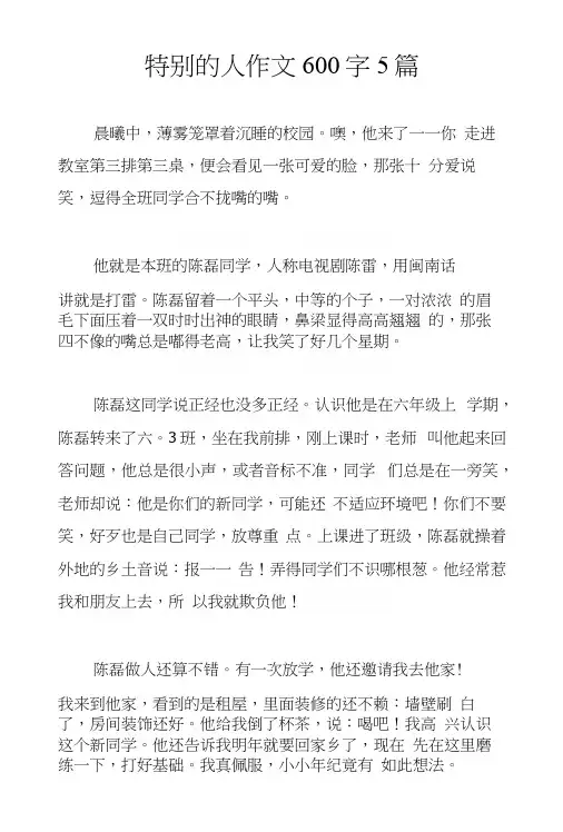 特别的人作文600字5篇.docx