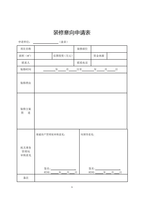 《装修意向申请表》《设计方案审核表》