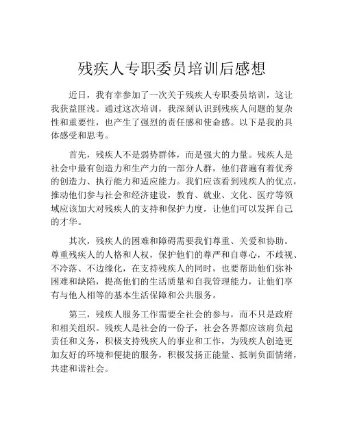 残疾人专职委员培训后感想