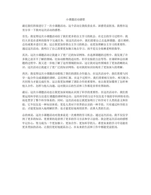 小课题活动感想