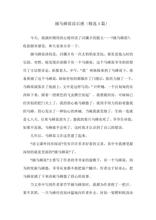 捅马蜂窝读后感精选
