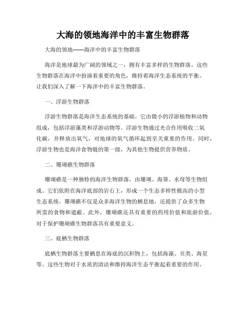 大海的领地海洋中的丰富生物群落