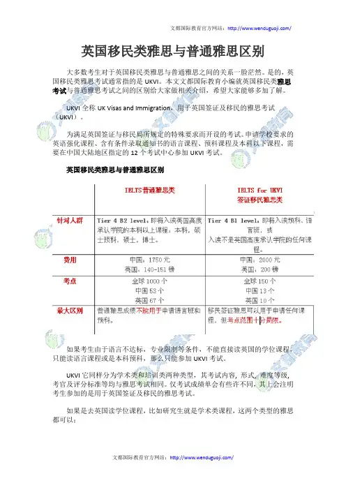 英国移民类雅思与普通雅思区别