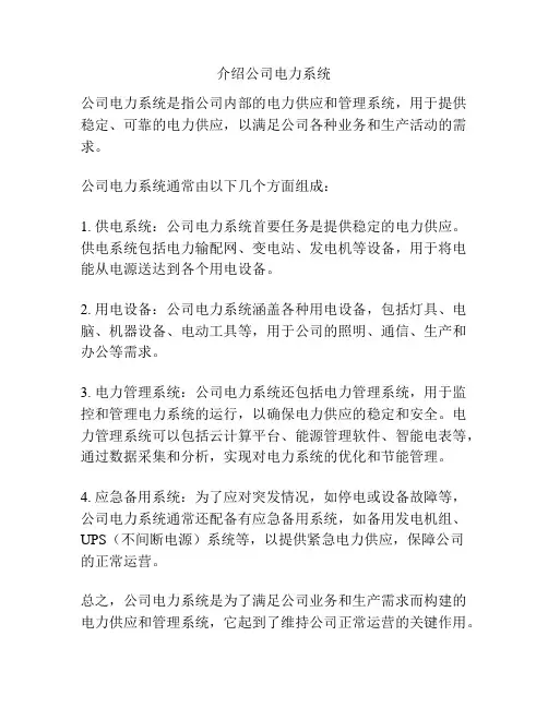 介绍公司电力系统