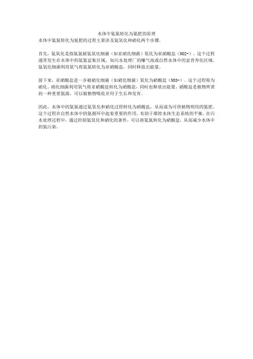 水体中氨氮转化为氮肥的原理