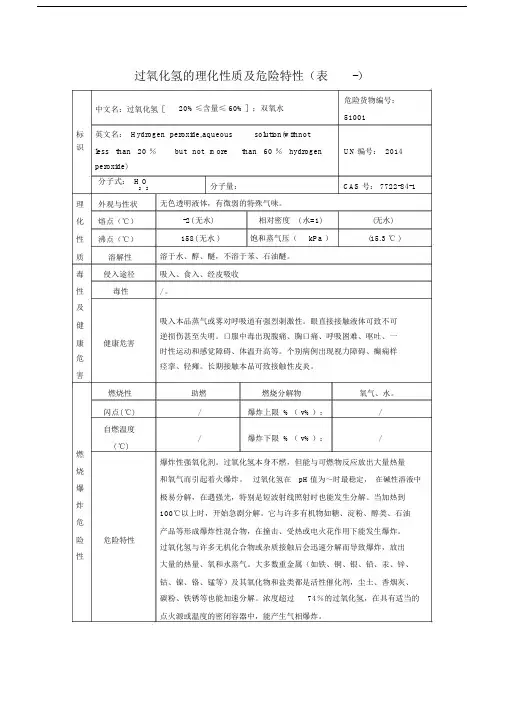 过氧化氢的理化性质及危险特性(表-).doc