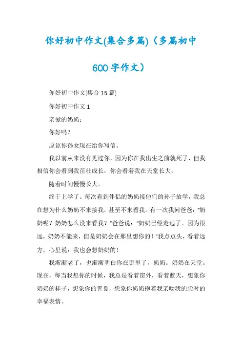 你好初中作文(集合多篇)（多篇初中600字作文）