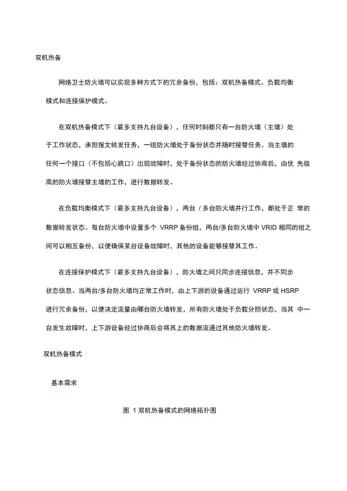 防火墙双机热备配置案例