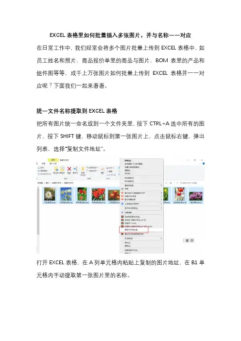 EXCEL表格里如何批量插入多张图片,并与名称一一对应