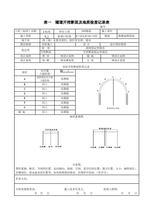 隧道地质素描记录格式1